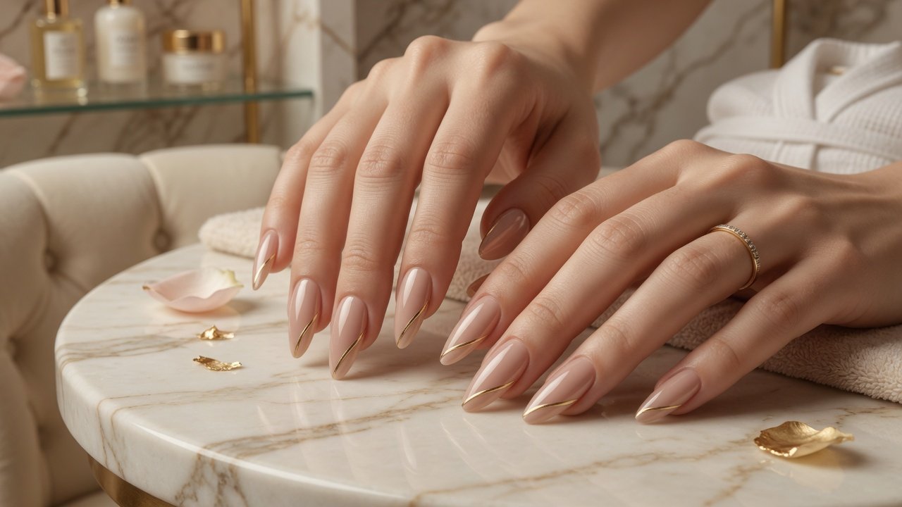 Precise manicure detail at PS Nails and Spa
